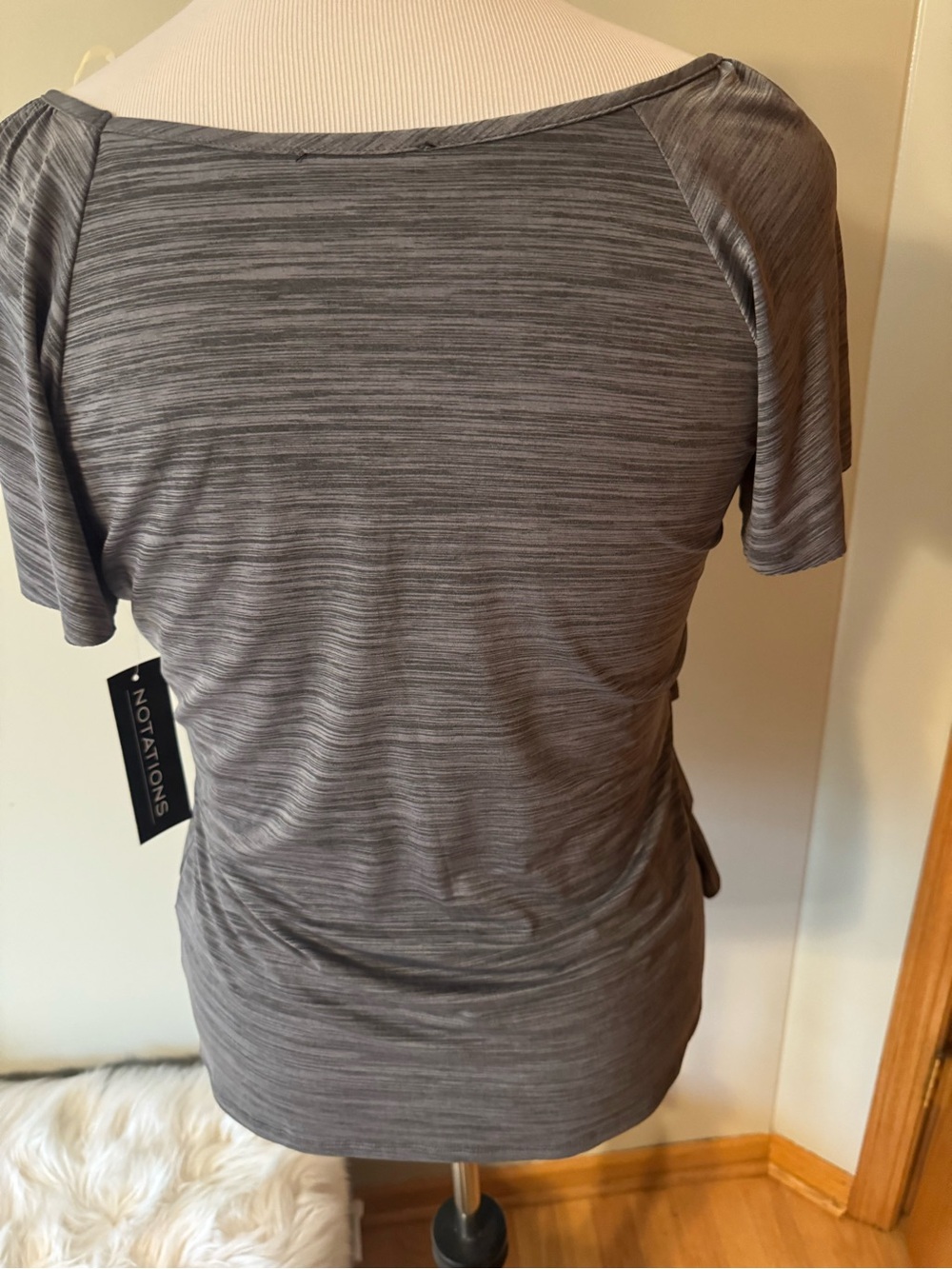 Notations Gray Layered Ruffle Short-Sleeve Top - Picture 3 of 6
